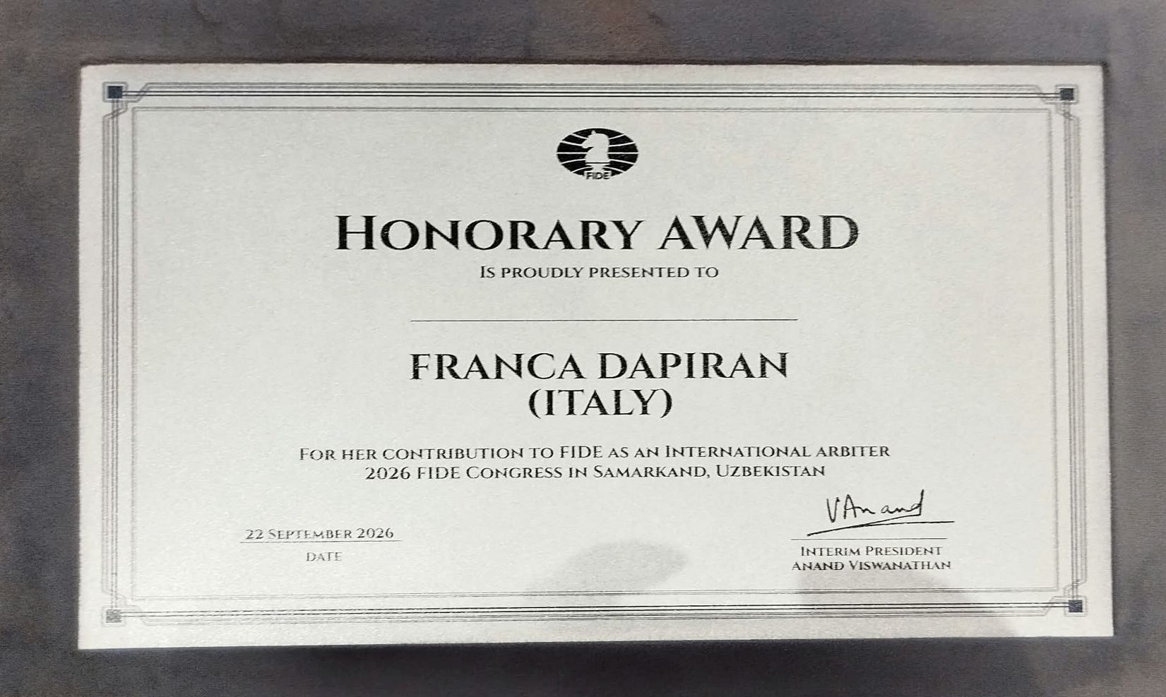 Un importante riconoscimento a Franca Dapiran